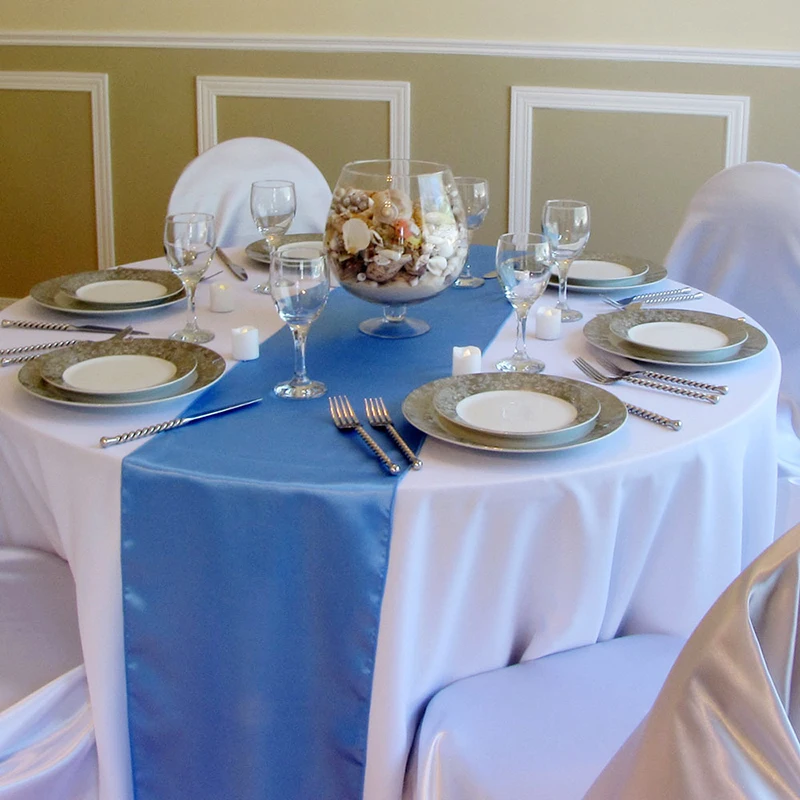 Satin Table Runner Cloth Wedding Party Banquet Hotel Restaurant Venue Decor CF